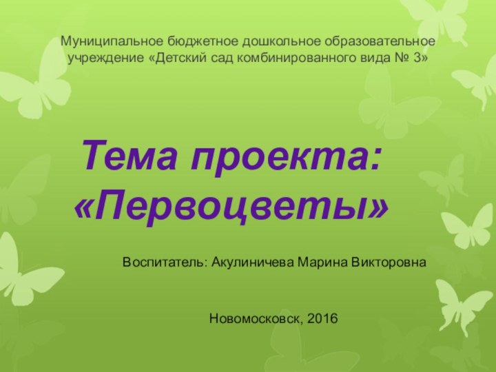 Муниципальное бюджетное дошкольное образовательное учреждение «Детский сад комбинированного вида № 3»