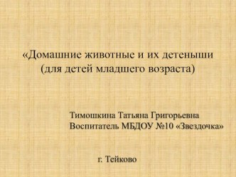 Тема: Домашние животные и их детеныши (игровой сеанс для детей младшего возраста) презентация урока для интерактивной доски по окружающему миру (младшая группа)