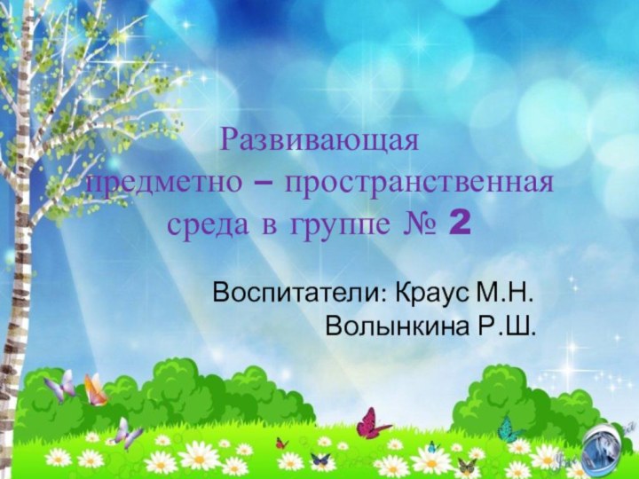 Развивающая  предметно – пространственная среда в группе № 2