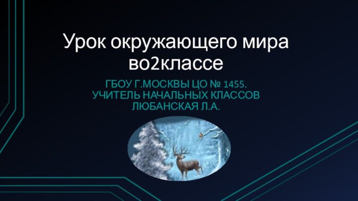 Урок окружающего мира  во2классеГБОУ г.Москвы ЦО № 1455.Учитель начальных классовЛюбанская Л.А.