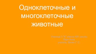 Одноклеточные и многоклеточные животные учебно-методический материал по окружающему миру (3 класс)