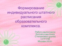 Формирование индивидуального штатного расписания образовательного комплекса. презентация