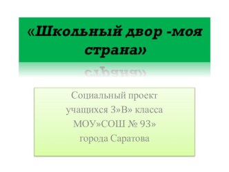 Социальный проект Школьный двор - моя страна методическая разработка