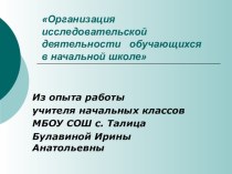 Организация исследовательской деятельности на уроке Презентация презентация к уроку