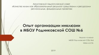 Модель инклюзивного образования в МБОУ Родниковской СОШ презентация к уроку