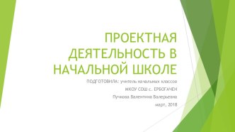 Проектная деятельность в начальной школе статья