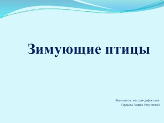 ПРЕЗЕНТАЦИЯ НА ТЕМУ ЗИМУЮЩИЕ ПТИЦЫ презентация к уроку по развитию речи (средняя группа)