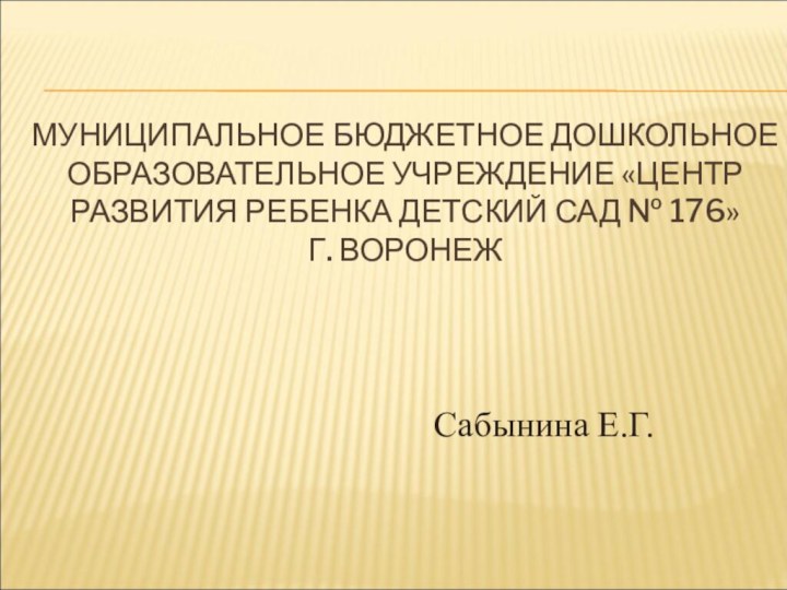 Муниципальное бюджетное дошкольное образовательное учреждение «Центр развития ребенка детский сад № 176»