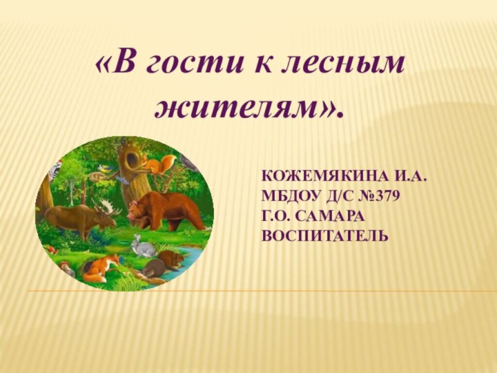 Кожемякина И.А. МБДОУ д/с №379  г.о. Самара воспитатель«В гости к лесным жителям».