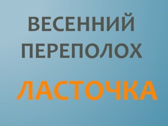 Презентация Весенний переполох. Ласточка презентация к уроку по окружающему миру (средняя группа)