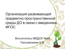 Организация развивающей предметно-пространственной среды ДО в связи с введением ФГОС презентация