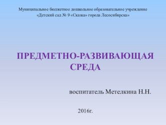Предметно-развивающая среда. Презентация презентация