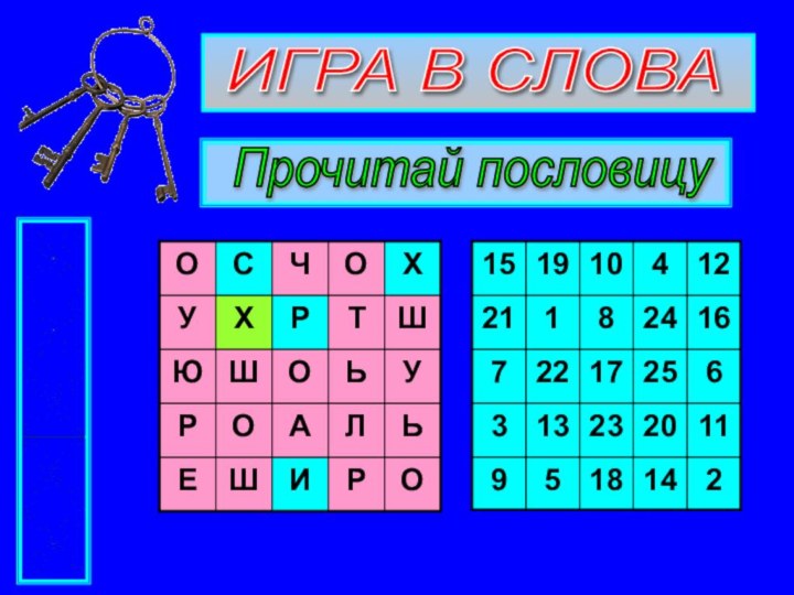 ИГРА В СЛОВАПрочитай пословицу