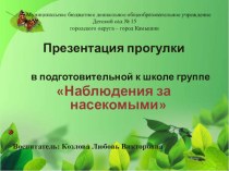 Презентация прогулки в подготовительной к школе группе Наблюдение за насекомыми презентация к уроку по окружающему миру (подготовительная группа)