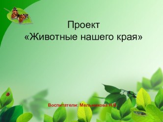 Проект Животные нашего края проект (подготовительная группа)