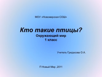 Кто такие птицы? 1 класс к учебнику А.А. Плешакова методическая разработка по окружающему миру (2 класс) по теме