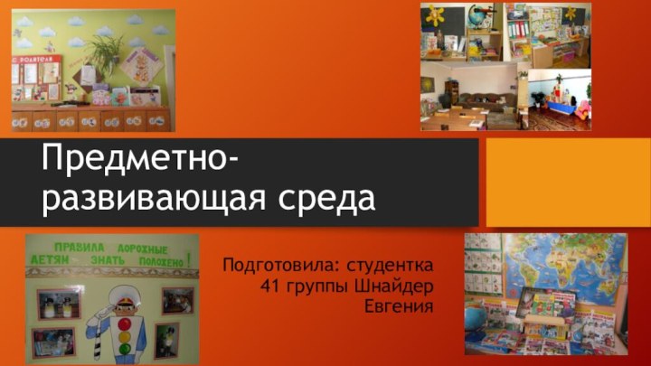 Предметно-развивающая средаПодготовила: студентка 41 группы Шнайдер Евгения