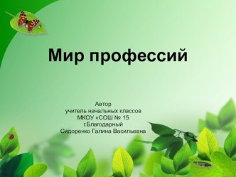 Занятие по трудовому воспитанию Мир профессий план-конспект занятия (4 класс)