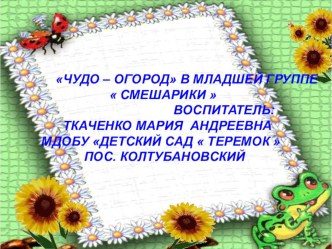 Огород на окне презентация к занятию (младшая группа) по теме