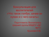 Консультация для воспитателей Что такое лэпбук? презентация