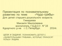 Методические разработки по теме Грибы : Чудо-грибы методическая разработка по окружающему миру (старшая группа)