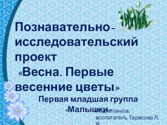 Проект в первой младшей группе Весна. Первые весенние цветы проект по окружающему миру (младшая группа)