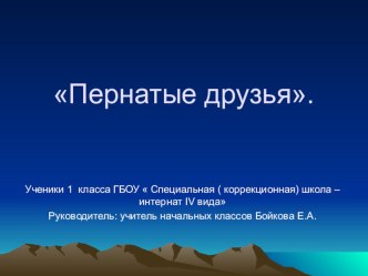 Презентация Пернатые друзья . презентация к уроку по окружающему миру (1 класс) по теме