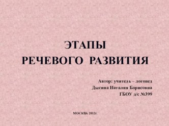 Этапы речевого развития презентация к уроку