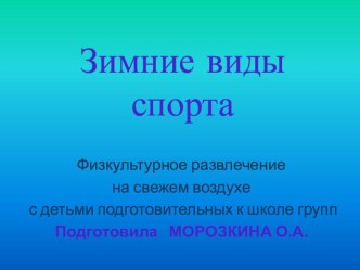 Зимние виды спорта. презентация к уроку (подготовительная группа)