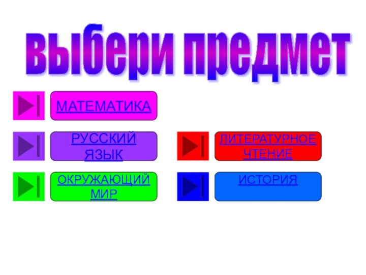 выбери предмет РУССКИЙ ЯЗЫКОКРУЖАЮЩИЙ МИРЛИТЕРАТУРНОЕ ЧТЕНИЕИСТОРИЯ МАТЕМАТИКА