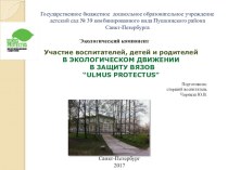 Участие воспитателей, детей и родителей в экологическом движении в защиту вязов ULMUS PROTECTUS методическая разработка по окружающему миру (подготовительная группа)