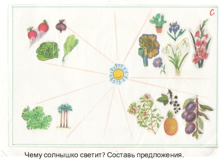 Чему солнышко светит? Составь предложения.