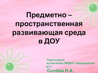 Презентация Предметно-пространственная развивающая среда в ДОУ презентация
