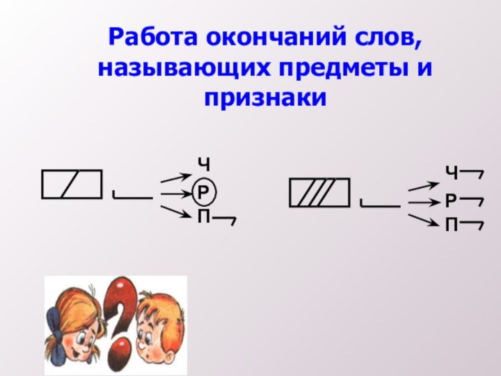 Работа окончаний слов, называющих предметы и признаки