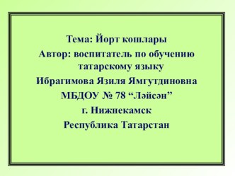 Презентация Йорт кошлары презентация к занятию по окружающему миру (средняя группа)