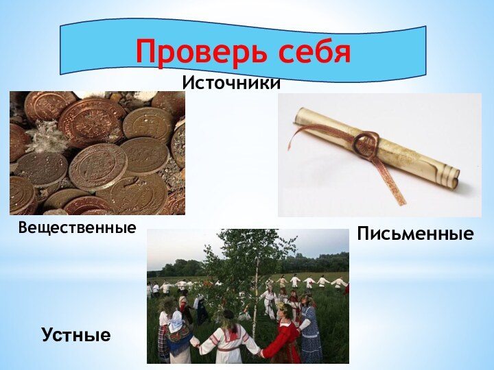 Устные Проверь себяВещественныеПисьменныеИсточники