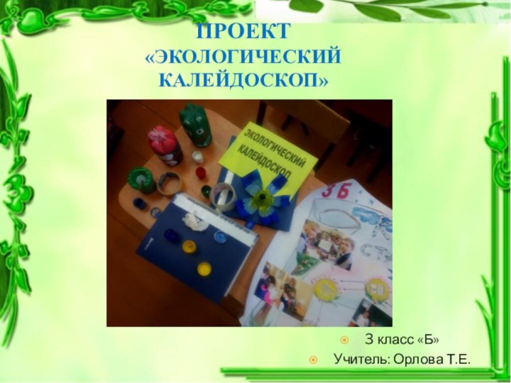 ПРОЕКТ «ЭКОЛОГИЧЕСКИЙ КАЛЕЙДОСКОП»3 класс «Б»Учитель: Орлова Т.Е.