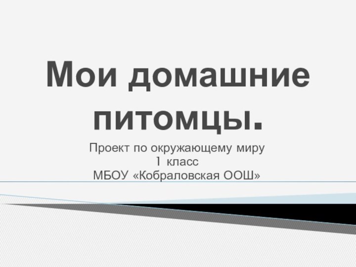 Мои домашние питомцы.Проект по окружающему миру1 классМБОУ «Кобраловская ООШ»