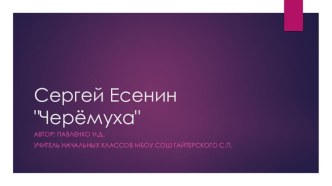 Презентация Сергей Есенин. Черёмуха презентация к уроку по чтению (3 класс)