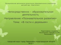 Направление Познавательное развитие Тема: В гости к деревьям опыты и эксперименты (старшая группа)