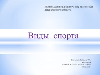 Виды спорта презентация к занятию (старшая группа)