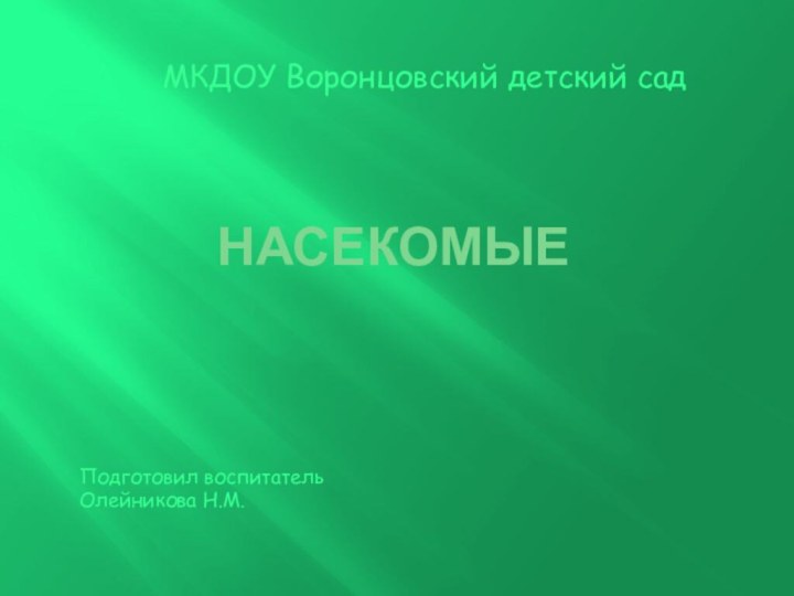 насекомыеПодготовил воспитатель Олейникова Н.М.МКДОУ Воронцовский детский сад