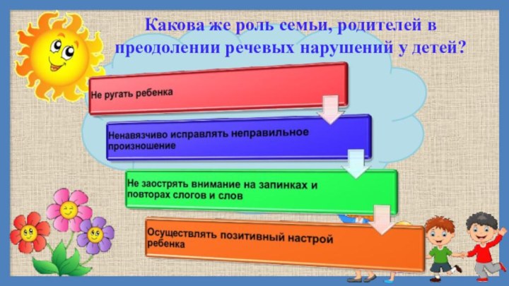 Какова же роль семьи, родителей в преодолении речевых нарушений у детей?