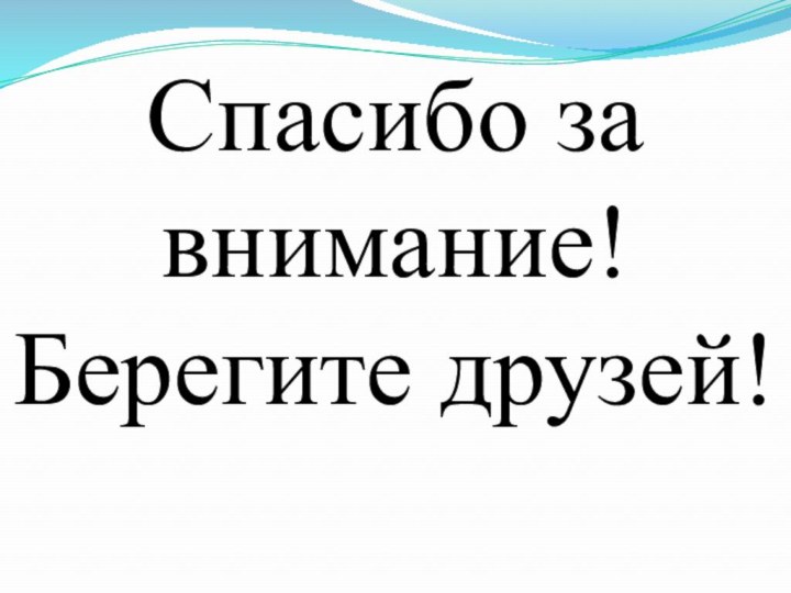 Спасибо за внимание!Берегите друзей!