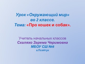 Окружающий мир 2 класс Про кошек и собак занимательные факты по окружающему миру (2 класс)