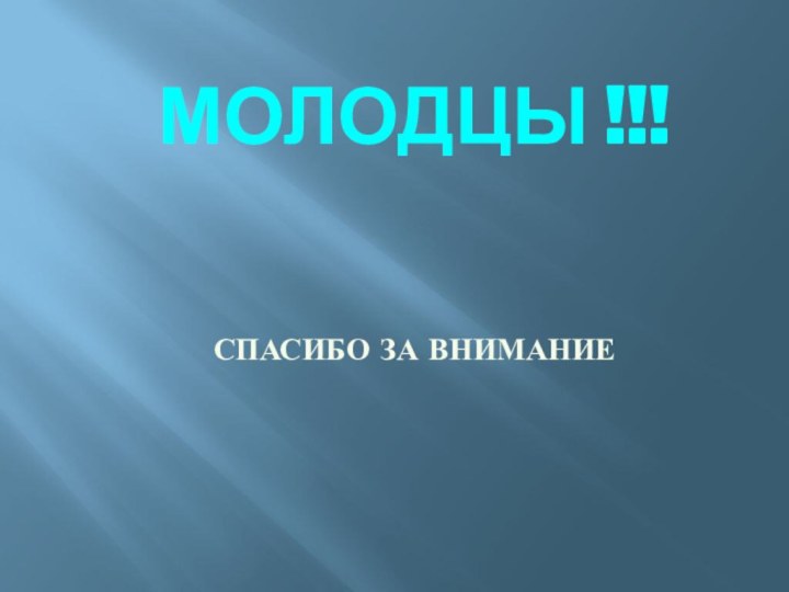 МОЛОДЦЫ !!!СПАСИБО ЗА ВНИМАНИЕ