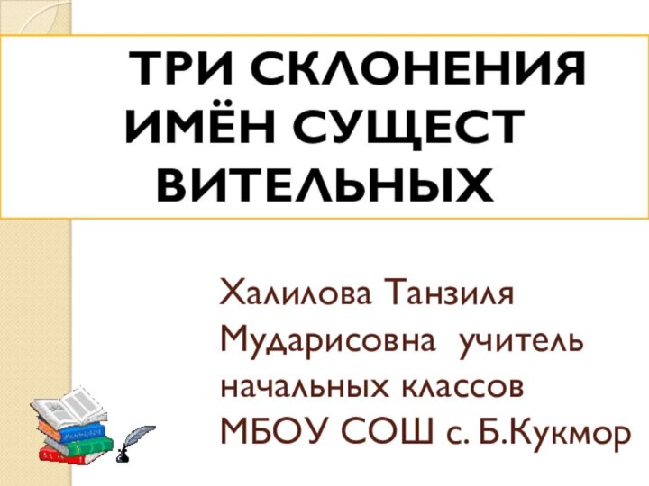 Халилова Танзиля Мударисовна учитель начальных классов МБОУ СОШ с. Б.Кукмор