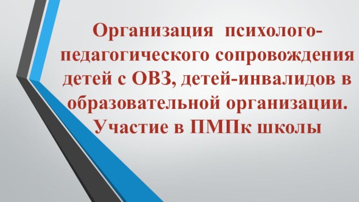 Организация психолого-педагогического сопровождения детей с ОВЗ, детей-инвалидов в образовательной организации. Участие в ПМПк школы