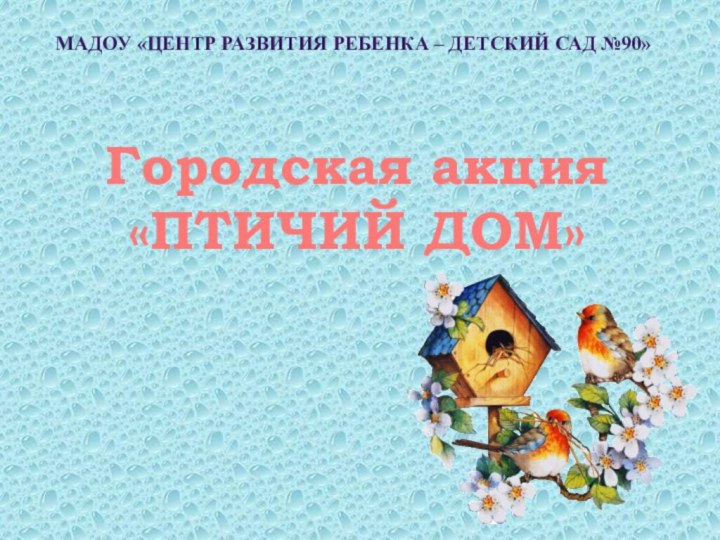 Городская акция «ПТИЧИЙ ДОМ»МАДОУ «Центр развития ребенка – детский сад №90»