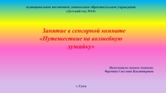 Мультимедийная разработка занятия в сенсорной комнате Путешествие на волшебную лужайку методическая разработка (младшая группа)